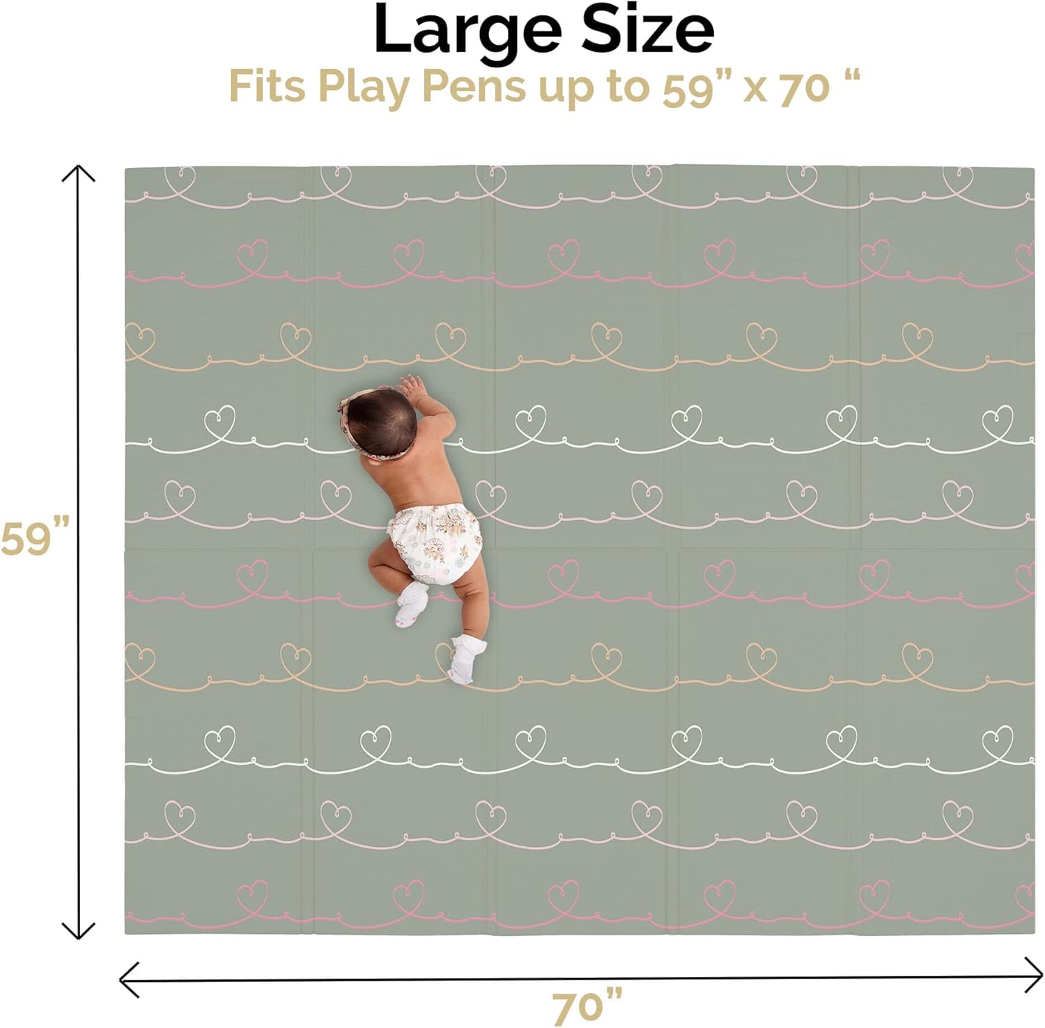 JumpOff Jo Foldable Foam Play Mat – Large Waterproof Baby & Toddler Activity Floor Mat, Double-Sided 70 x 59 Inch Play Surface