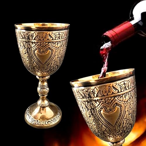 Miniatura 7 de Copa de vino Cáliz vintage Rey Romano Arturo Copa de vino Renacimiento Medieval Beber Copa Regalo único (5.1 fl oz) (Copa romana dorada) Copa Romana