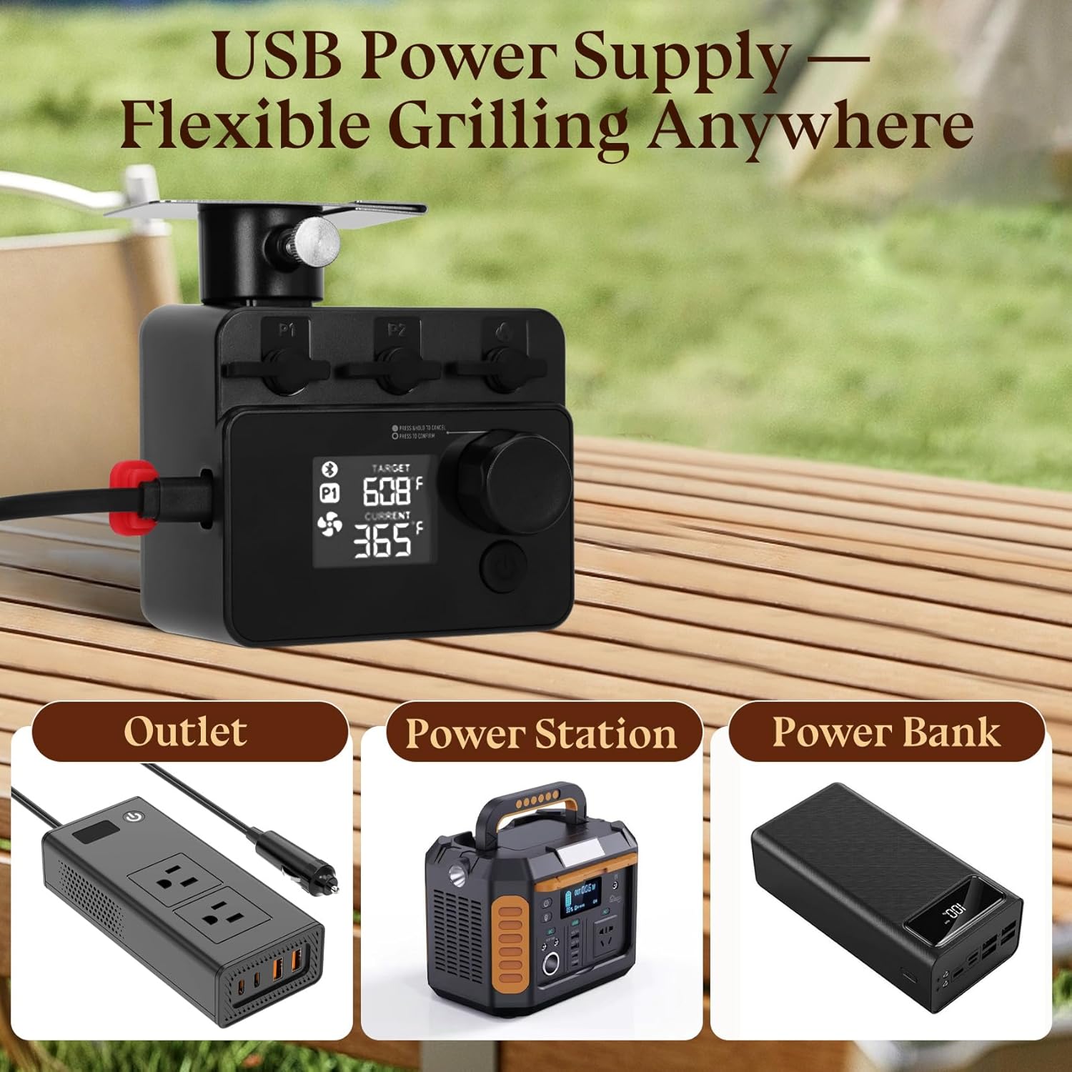 Bluetooth BBQ Temperature Controller, Smart PID Automatic Smoker Fan Kit with 3 Probes, Digital Smoker Thermometer for Big Green Egg, Kamado Joe, Weber, Primo, Vision Grill (External Power Needed)