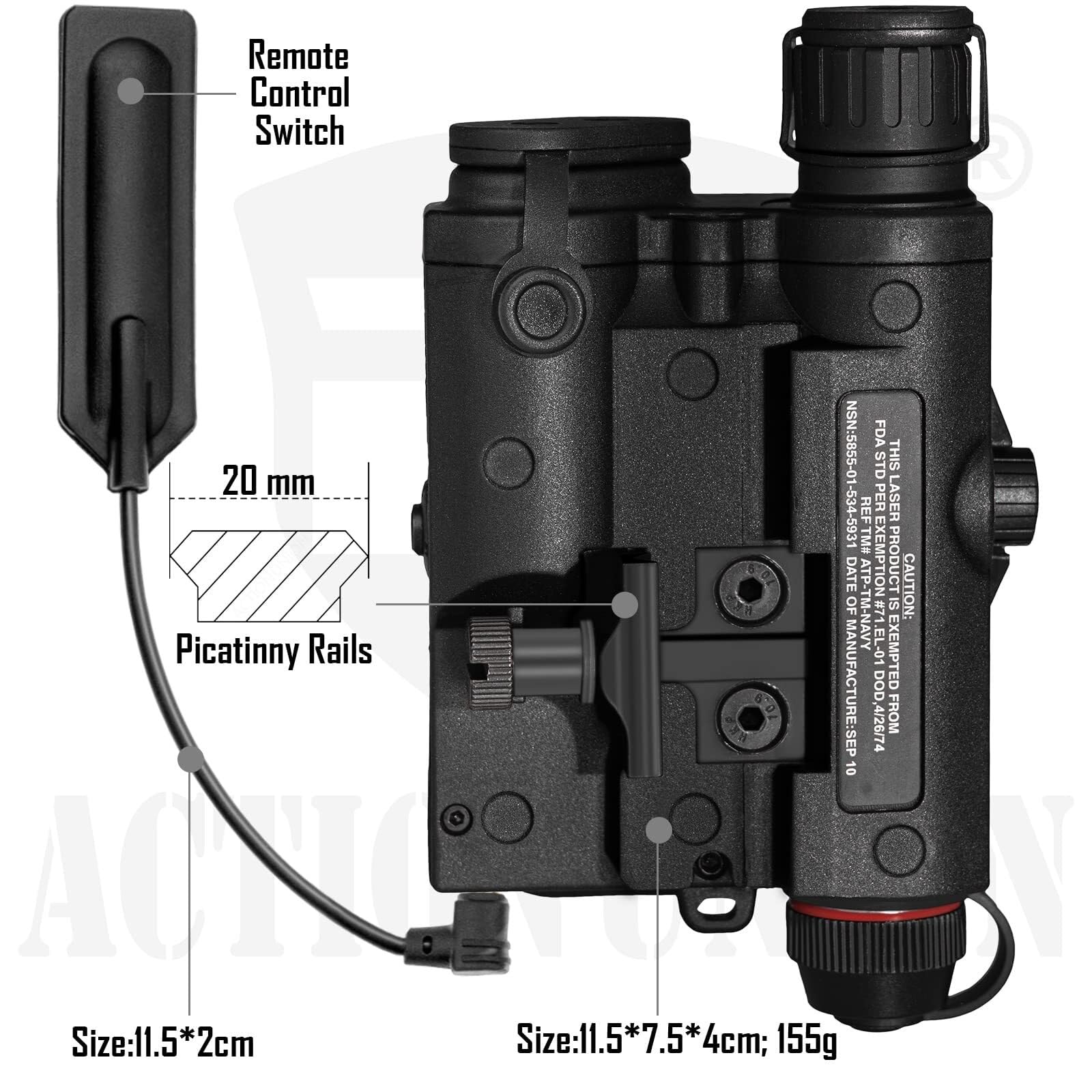 Airsoft PEQ-15 Pro IR Laser + UHP Visible Green Laser + White LED Flashlight (Tan)