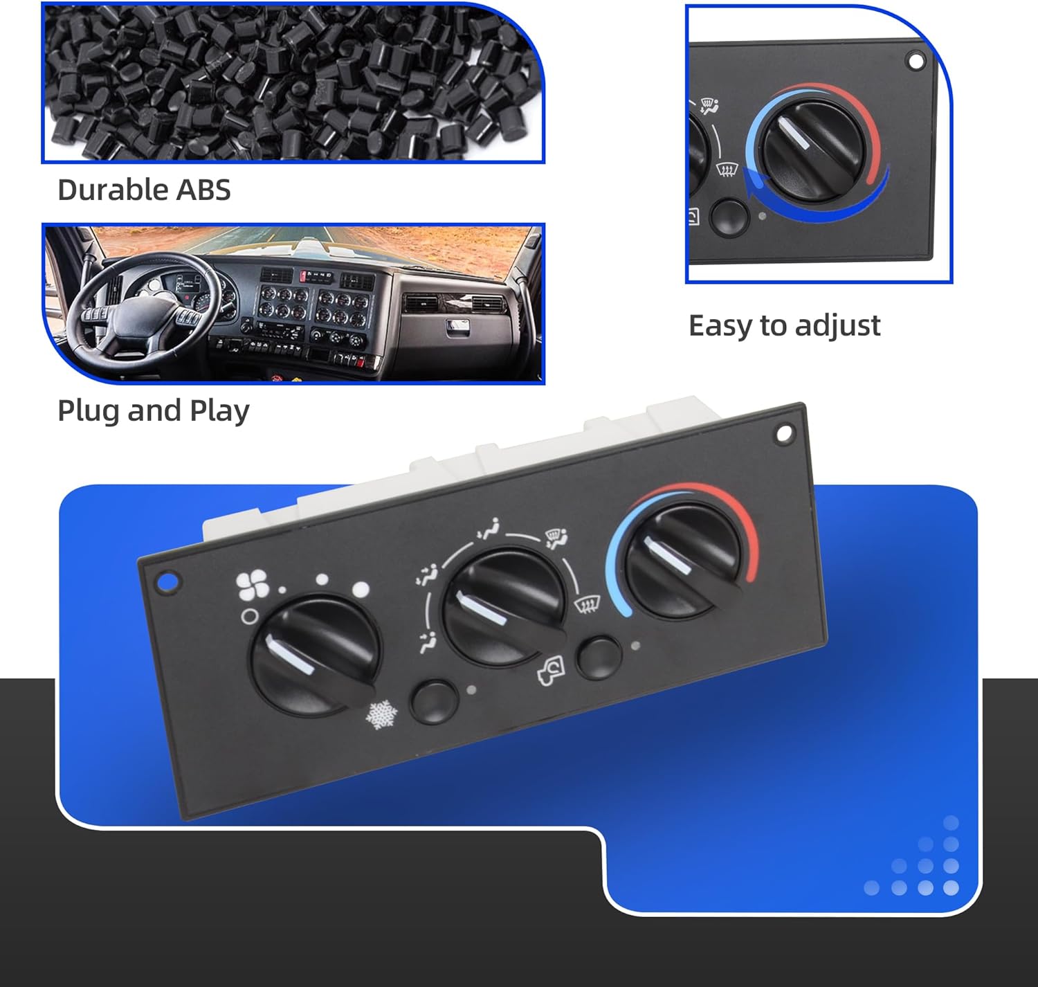 Climate Control Module 599-5511 A/C Control Panel Compatible with Kenworth T800 W900 C500 T300 T600A 2002-2006 Replace OE F21-1007-1 F21-1025-100 F21-1032-100 F21-1025-110