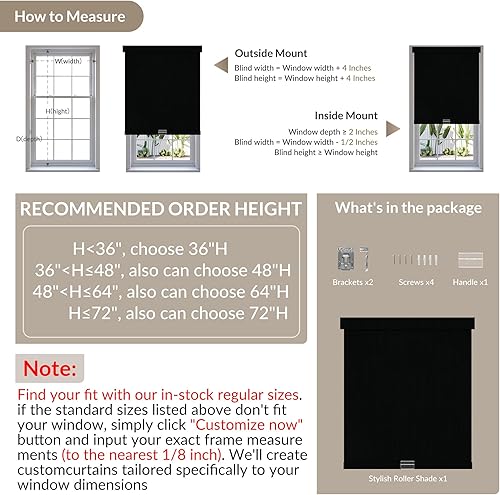 Miniatura 7 de Boolegon Persianas enrollables opacas y fáciles de instalar, sin cordones, para oscurecer la habitación, con protección UV, para el hogar, sala de