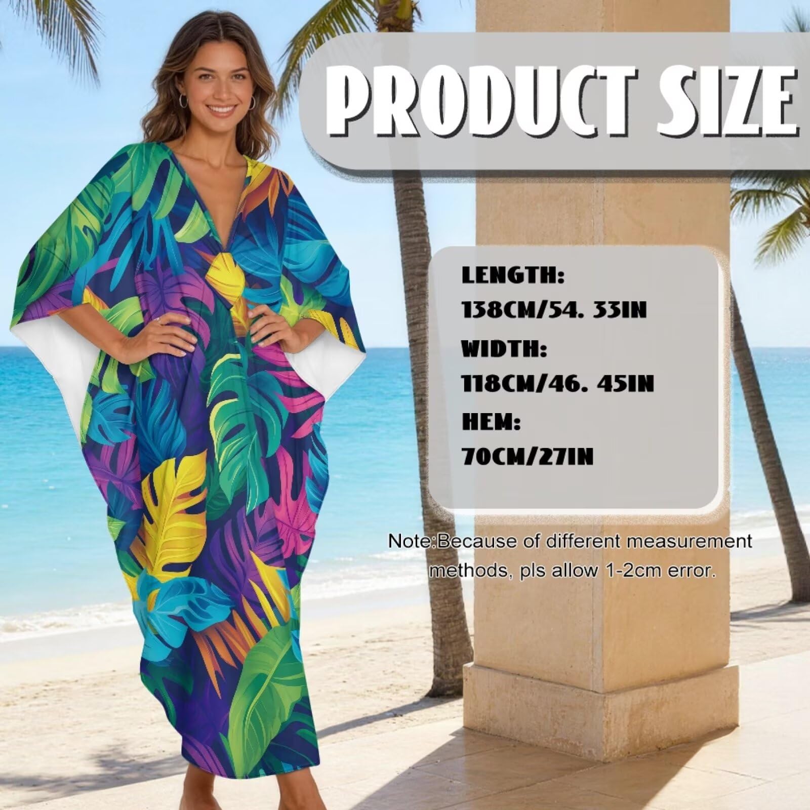 Poceacles Sukienki kaftan dla kobiet plus size dekolt w serek strój kąpielowy okrycie plażowe letnia sukienka na wakacje przyjęcie przy basenie