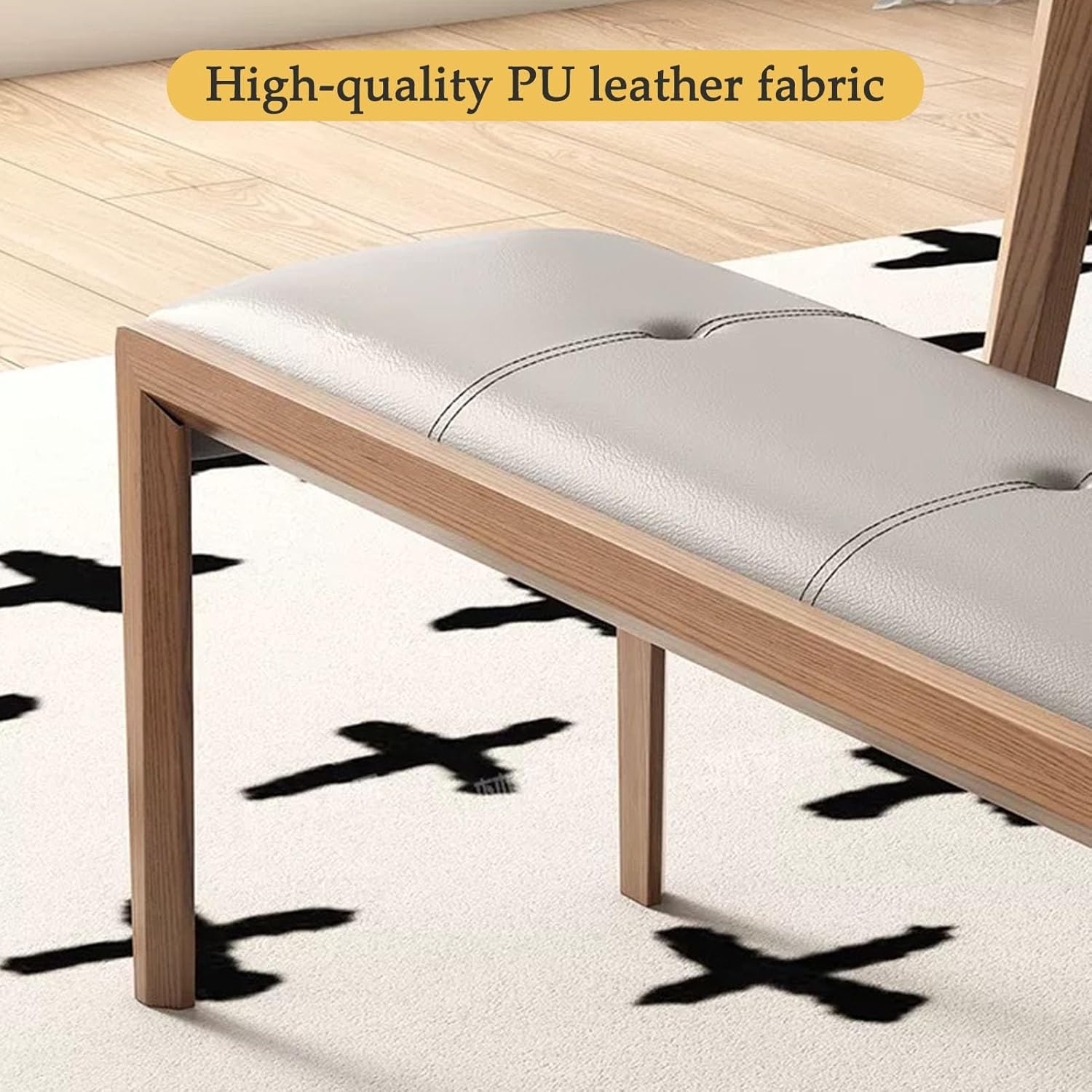 Dining Bench, Wood Bench, Dining Room Bench, Entryway Bench with Padded Seat, Bench End of Bed, Wood Bench Indoor for Kitchen, Living Room, Hallway, Bedroom, Natural(100cm/39.3in)