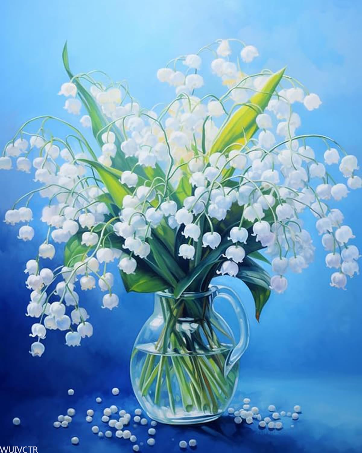 WUIVCTR Paint by Number for Adults, Lily of The Valley Flower, DIY Oil Painting Kit on Canvas with Paintbrushes and Acrylic Pigment, 40x50cm, Without Frame