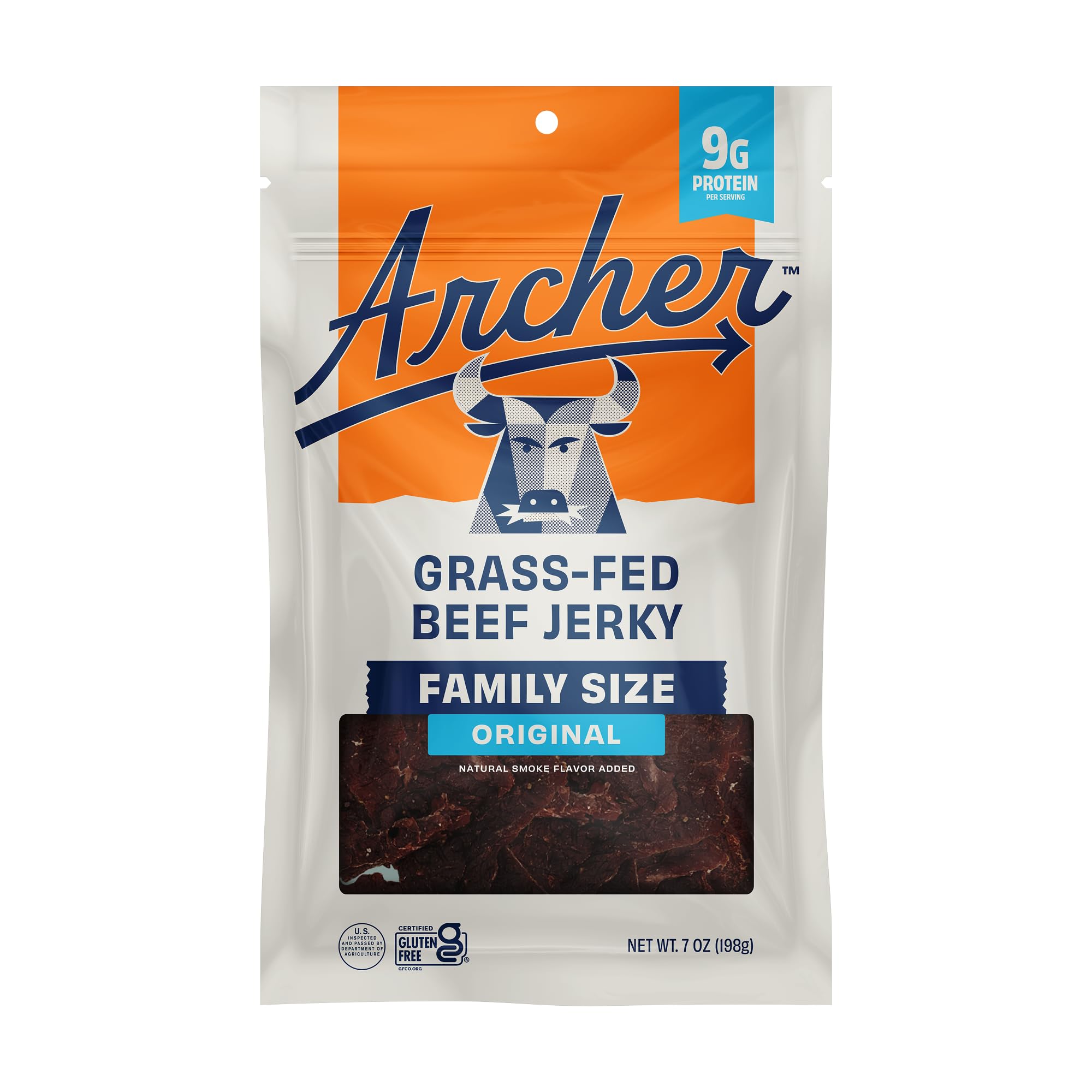 Archer, Beef Jerky Original Grass-fed Family Size, , 7 Oz (Pack of 2)