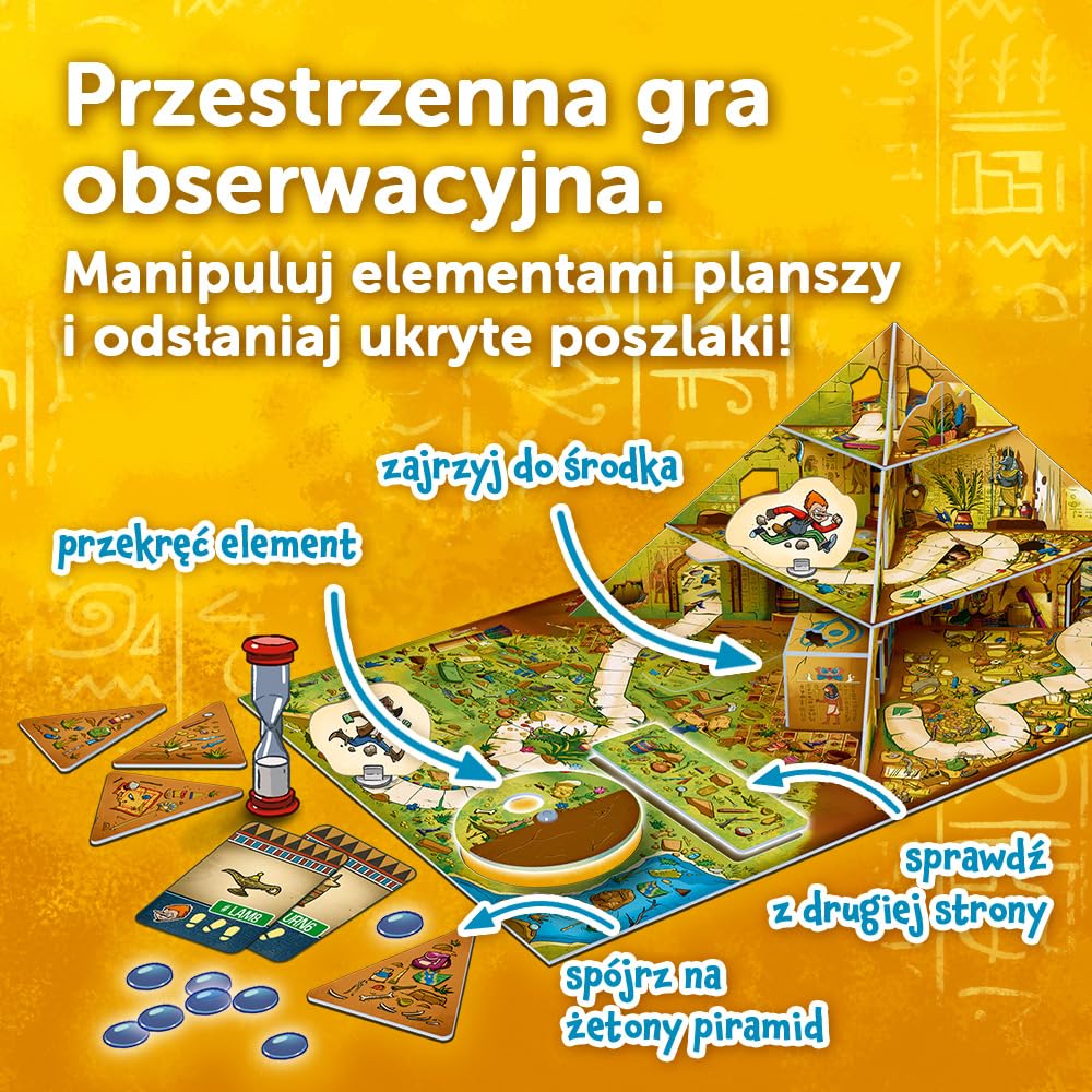 Trefl - Spy Guy Piramida - Kooperacyjna Gra Obserwacyjna, Przestrzenna Plansza z Ruchomymi Elementami, Rodzinna Gra Planszowa Dorosłych i Dzieci od 6 lat
