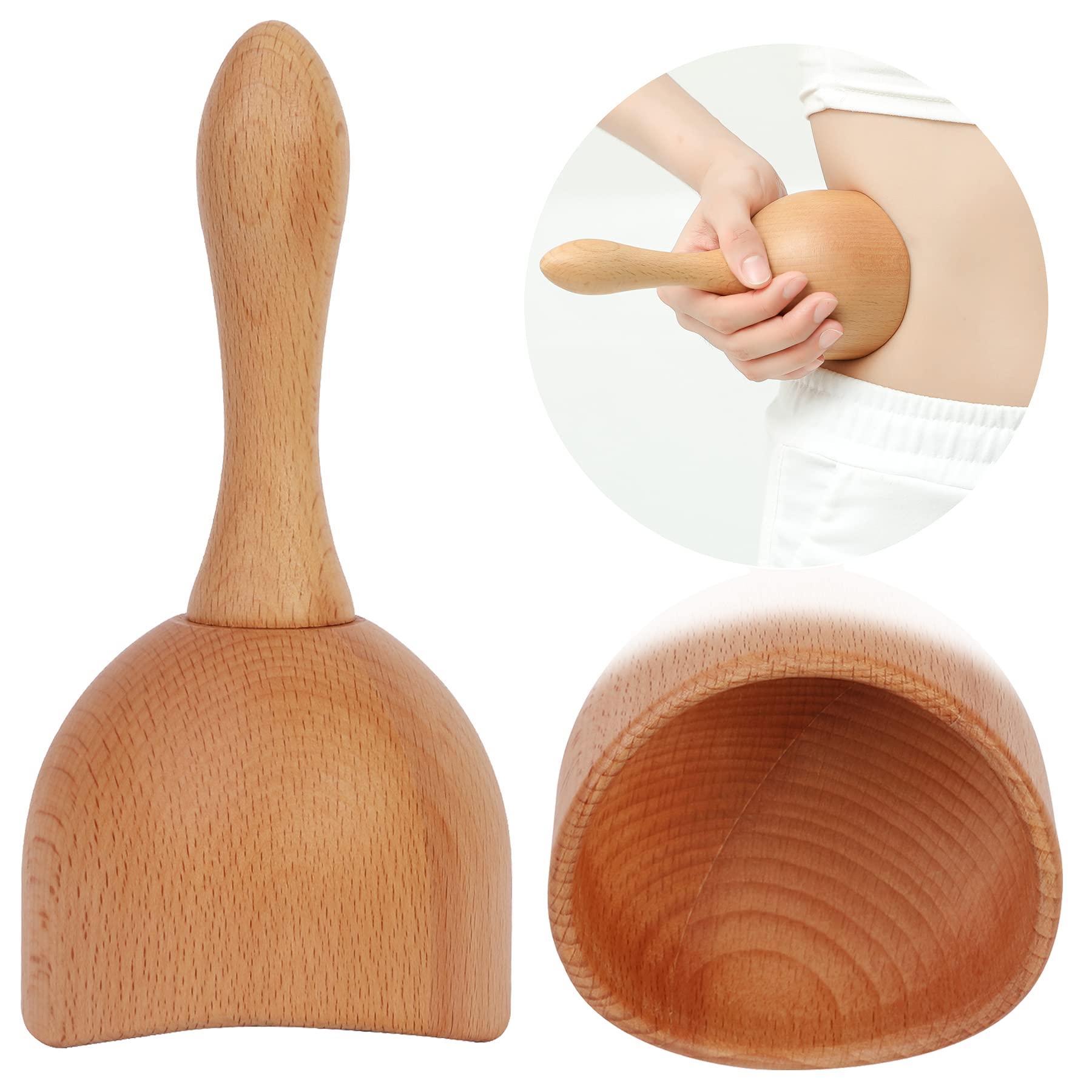 Handhleld Wood Swedish Cup Wooden Massager Wood Therapy Massage Tool Body Sculpting Tools for Maderoterapia,Lympahtic Drainage,Anti-Cellulite,Muscle Pain Relief -Beech Wood