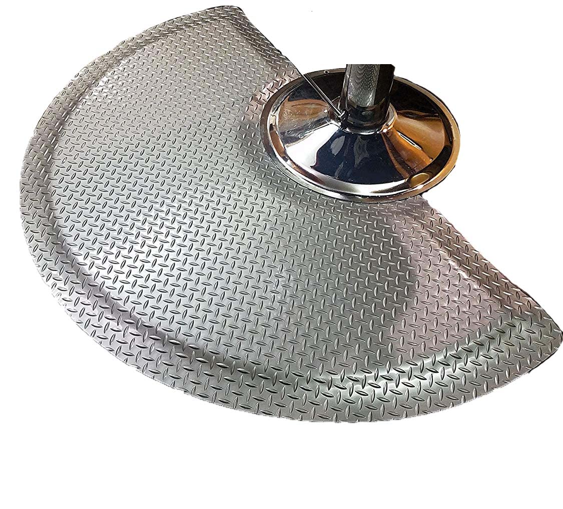 Rhino Mats SS-3660SDSPL Sport Salon Anti-Fatigue Semi-Circle Mat, 3' Width x 5' Length x 1 Thickness, Platinum