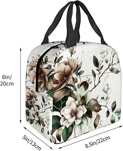 Miniatura 4 de OOZ Rportable - Lonchera para mujeres y hombres, aislada, reutilizable, para oficina, trabajo, picnic, playa, flores blancas, floral, magnolia, 8.5