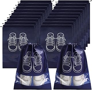 مجموعة من 20 حقيبة أحذية سفر مع رباط نافذة شفاف، أكياس تخزين أحذية غير منسوجة مقاومة للغبار، للاستخدام اليومي والسفر، ألوان متنوعة