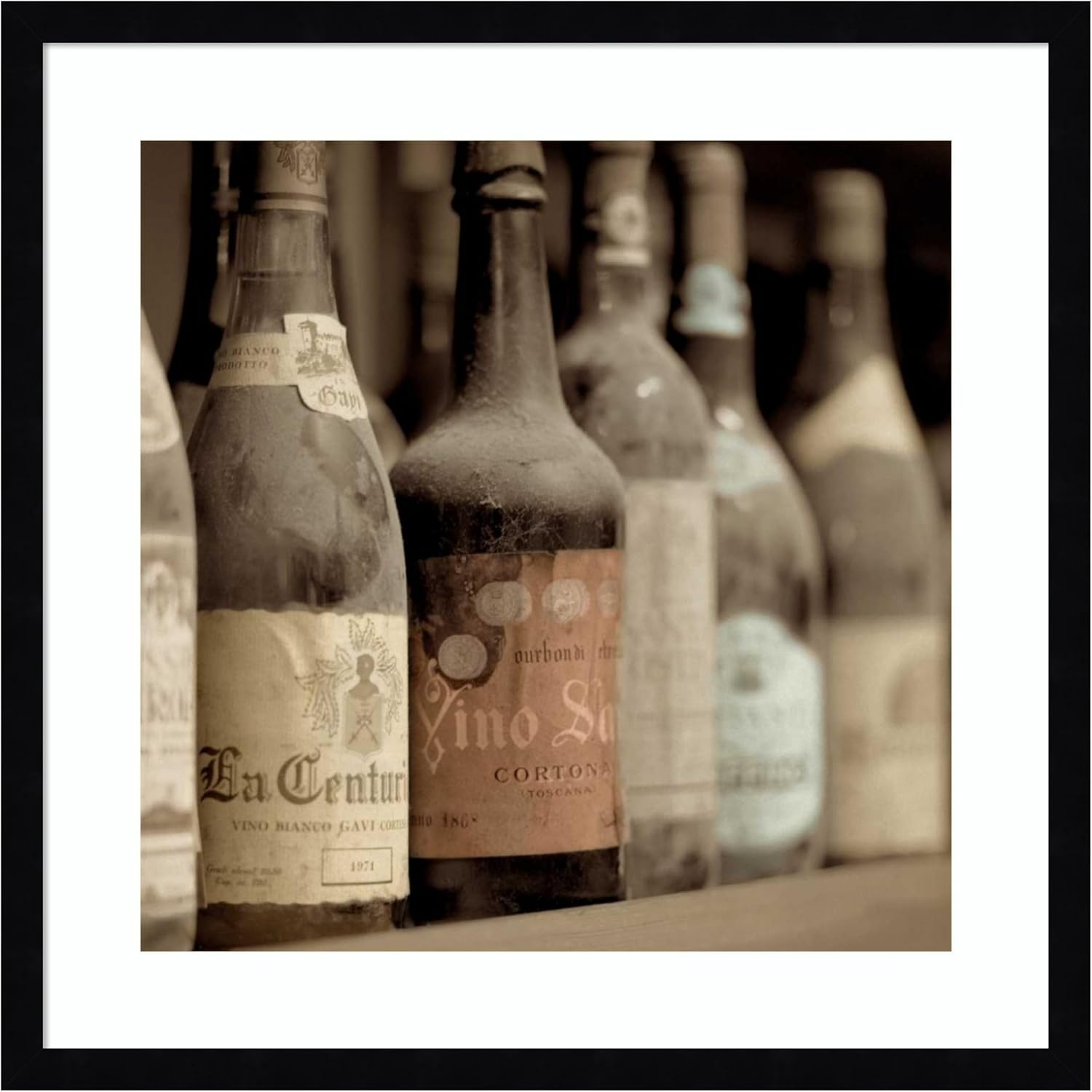 Amanti Art Framed Wall Art Print 25x25 Enoteca a Cortona No 1 by Alan Blaustein, Cuisine Wall Art, Vintage Decor, Medium Poster Painting Artwork for Living Room, Bedroom, Bathroom, Kitchen, Office or
