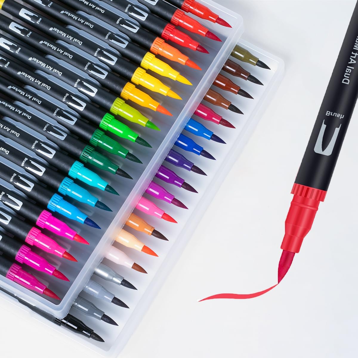 Dual Tip Brush Pens: Felt Tip Pen Set 36 Colors Colouring Pens Art Markers for Adults Colouring, Fineliner Tip Brush Marker for Drawing Sketching Design Calligraphy Painting Lettering Journal