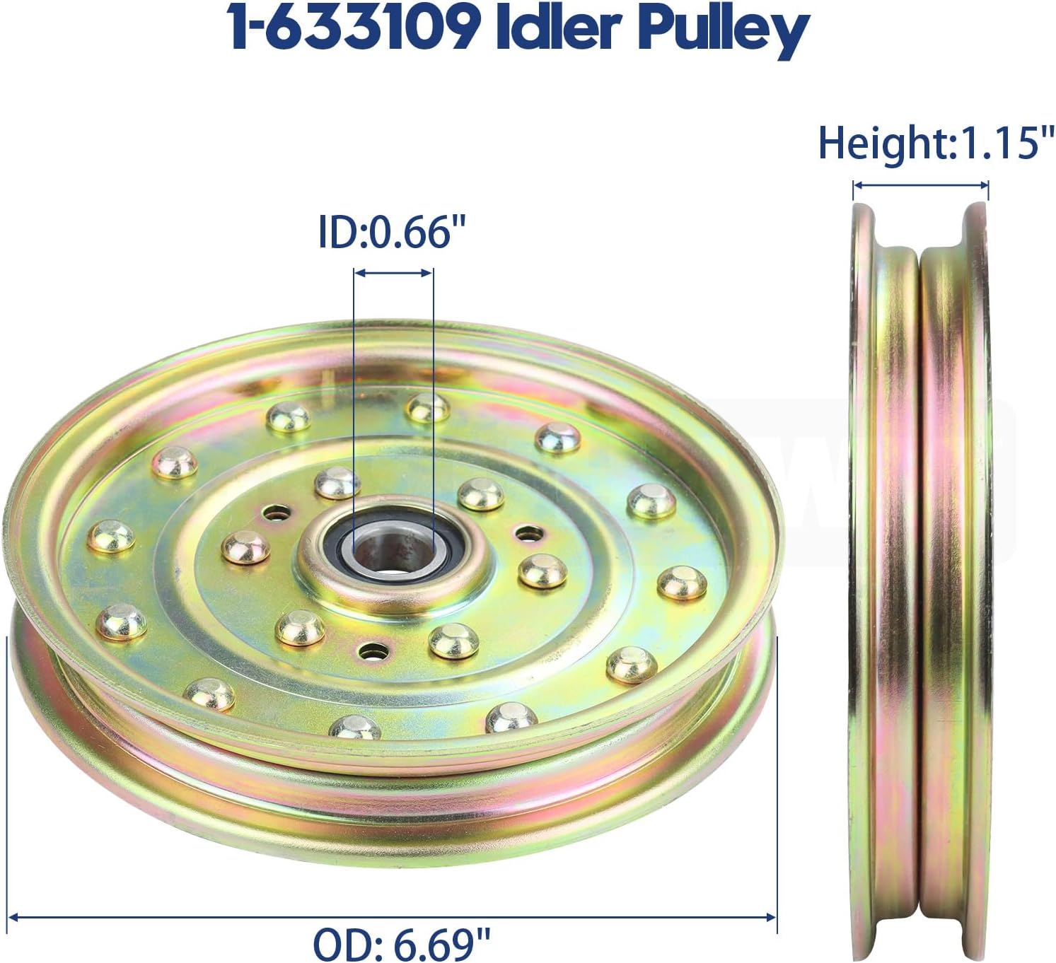 3 Pack 1-633109 Pulley Replaces eXmark 1-633109, 126-7685, 116-4667, Toro 132-9424, 1 633109, 116-4667, Husqvarna 539102610 for eXmark Lazer Z 48, 52, 60 inch, Toro Z Master 60 inch Decks