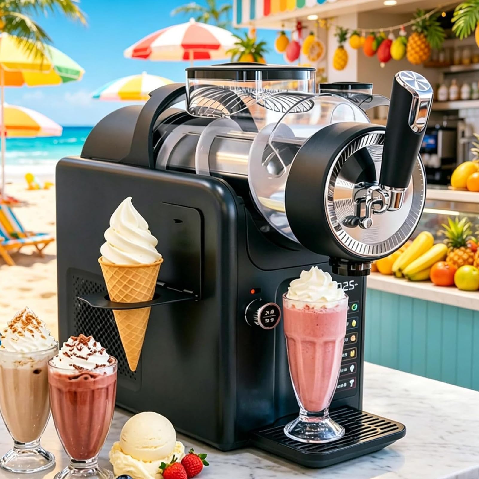Selbstreinigung,Slush-EIS-Maschine,Slushie Maker & Eismaschine 2 L Black-withCup