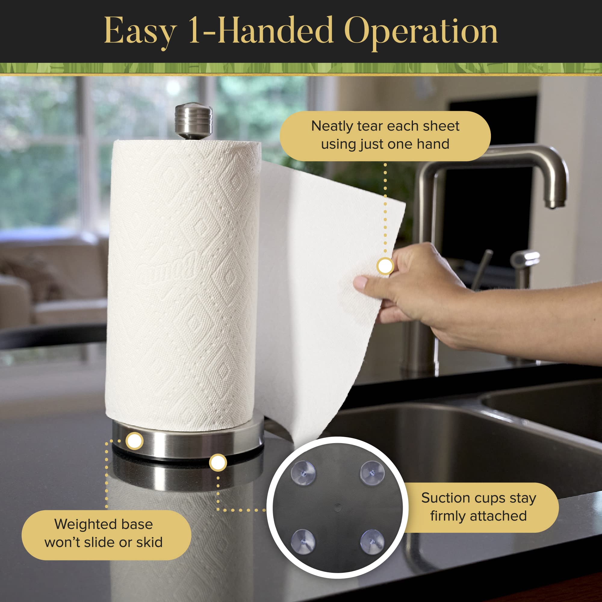 Buy Stainless Steel Paper Towel Holder Stand Designed for Easy One