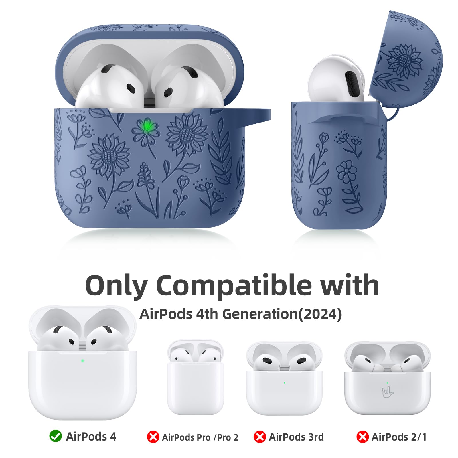 Amazon | DaQin Flora刻印ケース Airpods 4ケースカバー(2024年)用