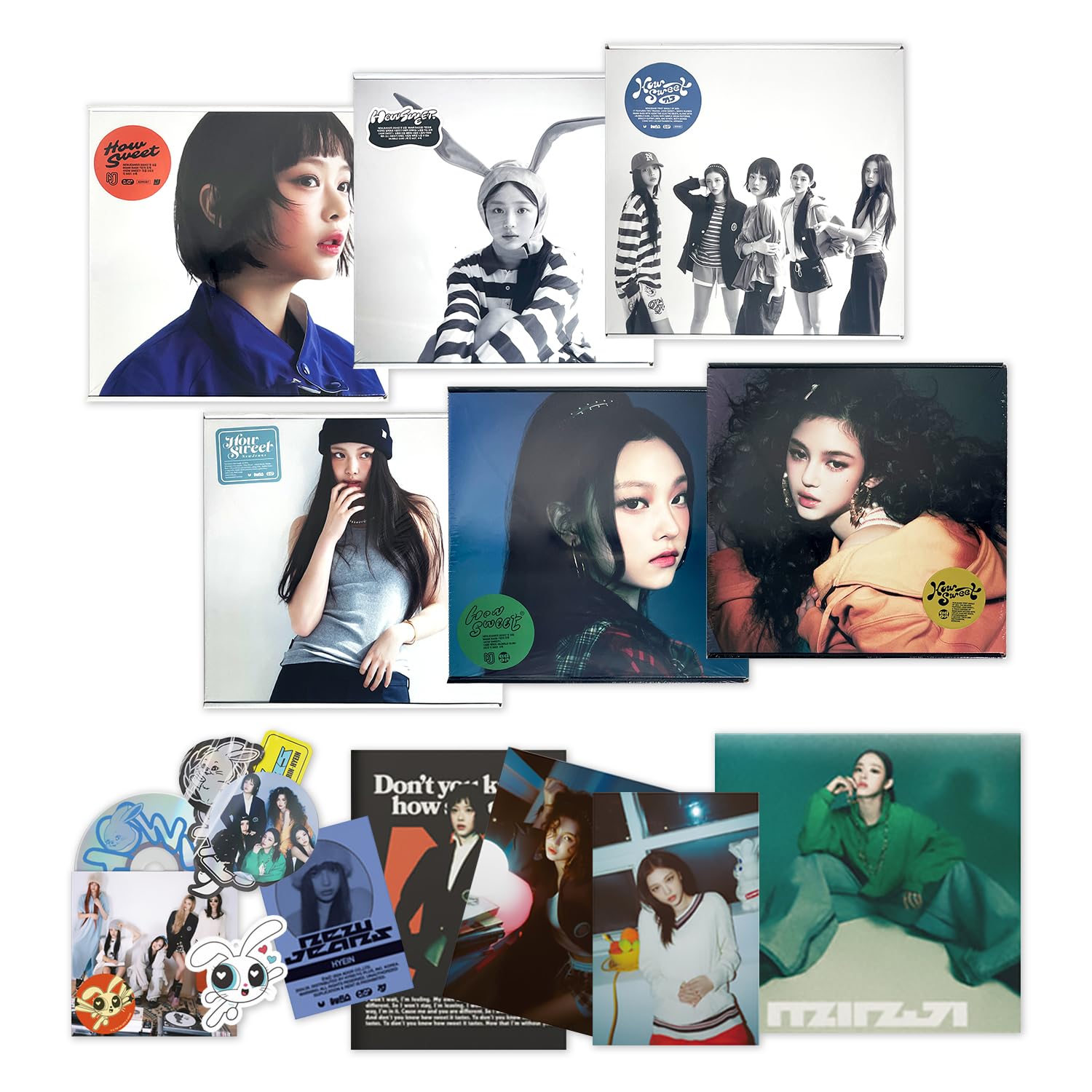 NewJeans - Double Single Album [How Sweet] (Standard Ver - RANDOM Ver) Outbox + Interview Photobook + Mini Poster Sicker Pack + Photocards + Postcard mark + 3 Extra Photocards