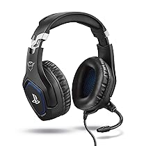 GXTrust 488 Forze Cuffie PS4 e PS5 con Licenza Ufficiale PlayStation, Over-Ear, Microfono Ripiegabile e Archetto Regolabile, Jack Audio 3.5 mm, Cuffie Gaming Cablate – Nero