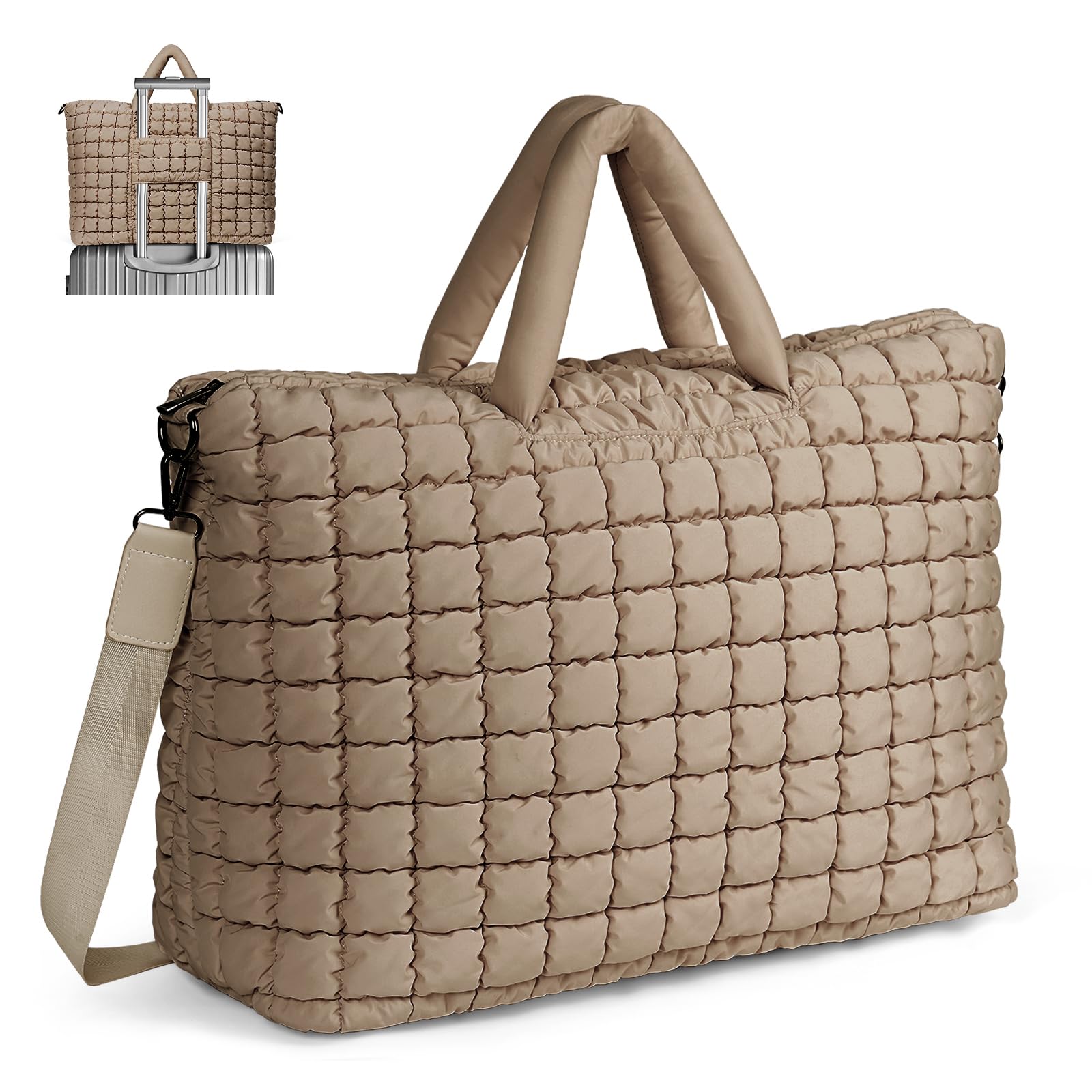 ANKICK Quilted Duffle Bag for Travel, Large Puffer Duffel Weekender Bags Soft Gym Tote, Big Puffy Carry on Luggage Overnight