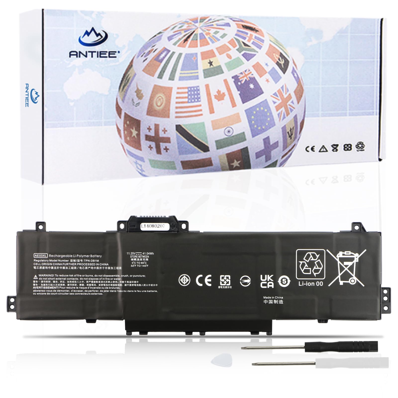 ANTIEE 41.04Wh AE03XL Laptop Batterie Compatible avec HP 240 250 G10 14-EP,15 A11U A11UD GF66 11UD GF76 11UE Pulse 240 G10 84K99PA 834B4PA 834B2PA 85A19EA 836J6PA HSTNN-OB3E TPN-DB1N 11.25V