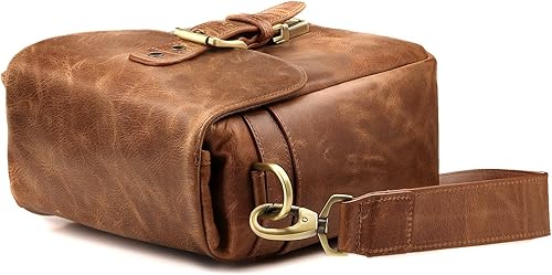 Miniatura 4 de Bolso bandolera para cámara de piel auténtica MegaGear, para cámaras mirrorless, dispositivo electrónico portátil