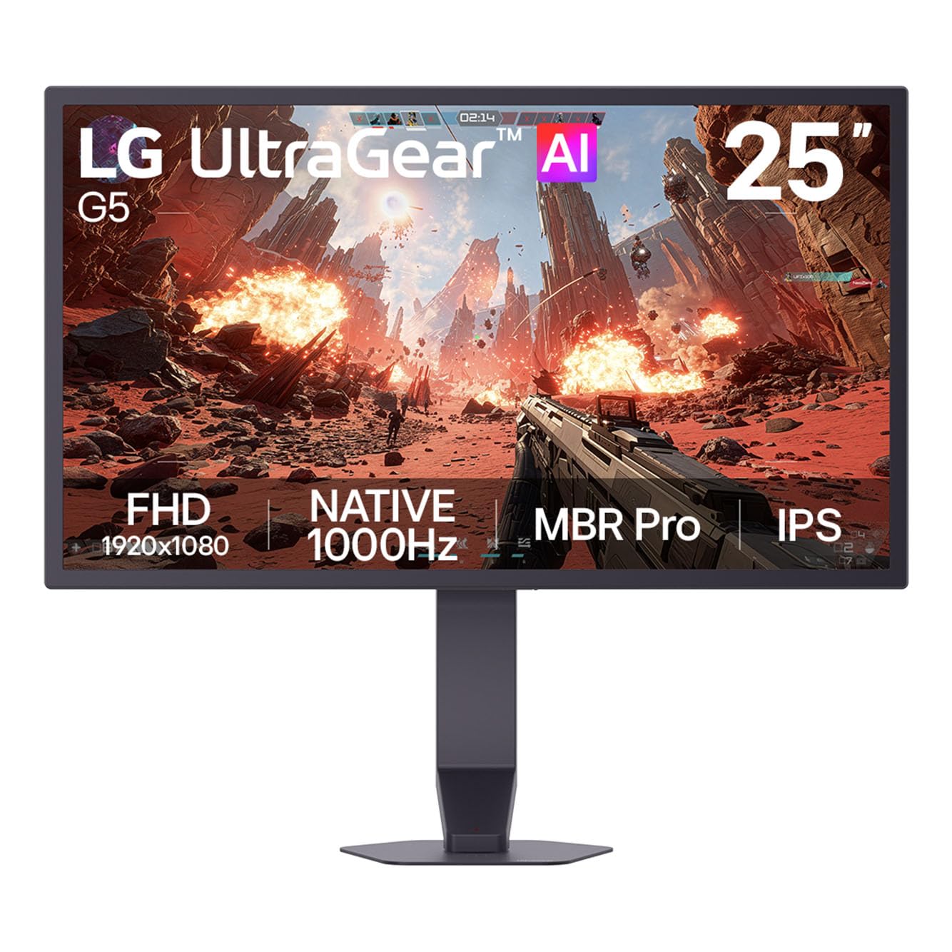 Lg Black 25G590b Ultragear G5 25" Native 1000Hz Fhd Gaming Monitor, Ips 1Ms Gtg | E - Sports Display Displayport 2.1 Uhbr 20, 2X Hdmi 2.1, Displayhdr 400, G-Sync Compatible, Freesync Premium