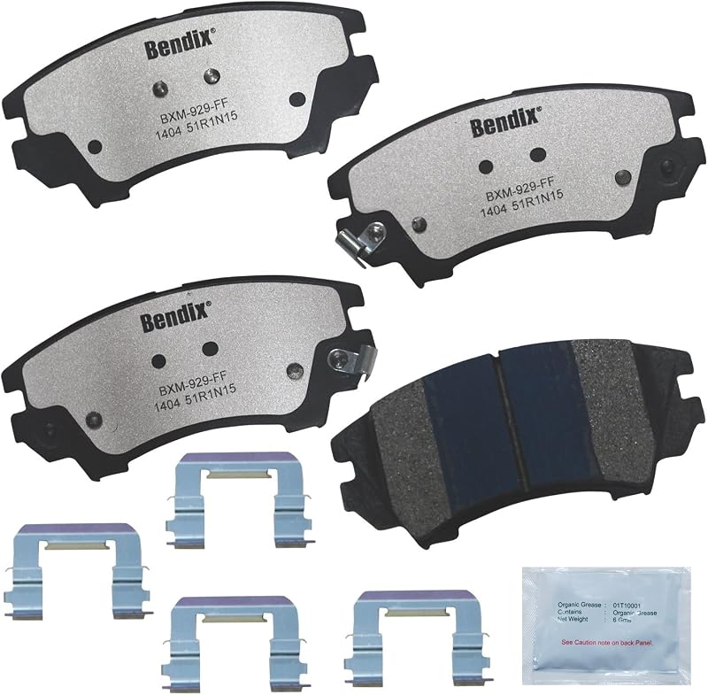 Pastilhas de freio semi-metálicas Bendix Fleet Metlok MKD1404FM para Chevrolet Camaro, Caprice e Saab 9-5 – Jogo