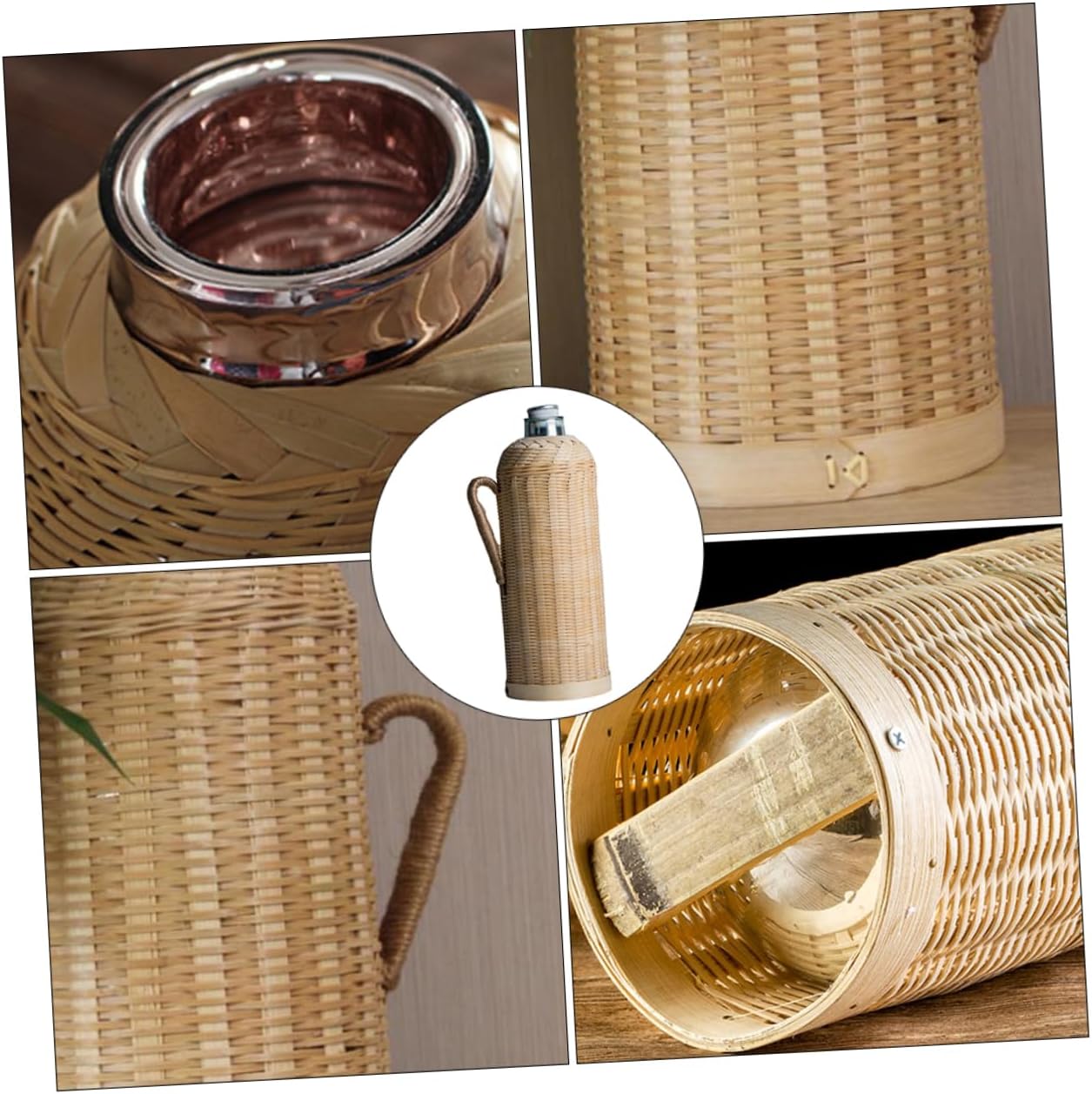 Hemobllo Woven Insulation Water Thermal Bottle Retro Natural Material Hot Water Kettle for Home and Office Easy to Clean Vacuum Flask with Vintage Style Safe and Design