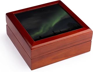 3dRose Waves of Green Northern Lights Weave through the Stars, Jewelry Box jb-51007-1