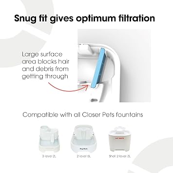 Cat Mate (389) Filter Cartridges for Pet Fountains (6-Pack), Ideal for Soft Water