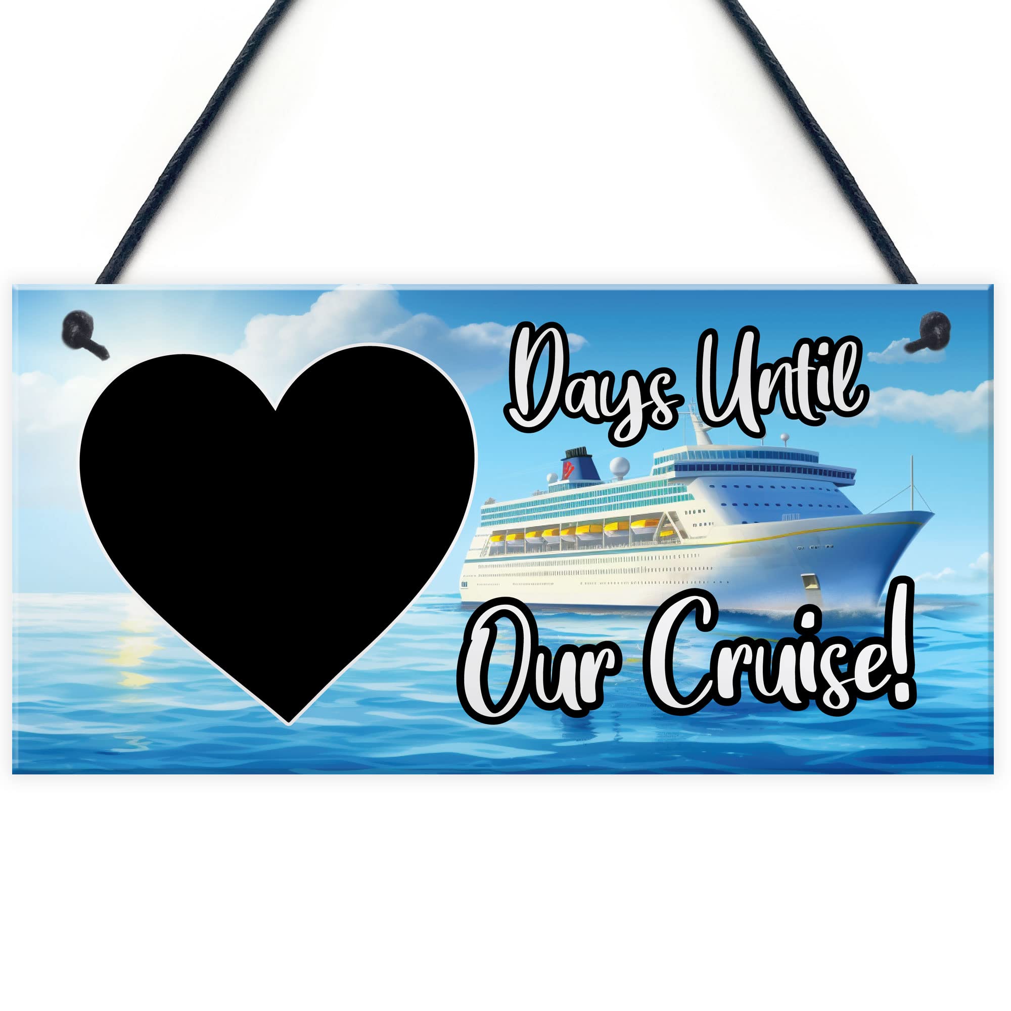 Red Ocean Cruise Countdown Plaque - Hanging Accessories Signs - Travel Essential Gifts for Women - Retirement Gifts - Holiday Cruise Essentials