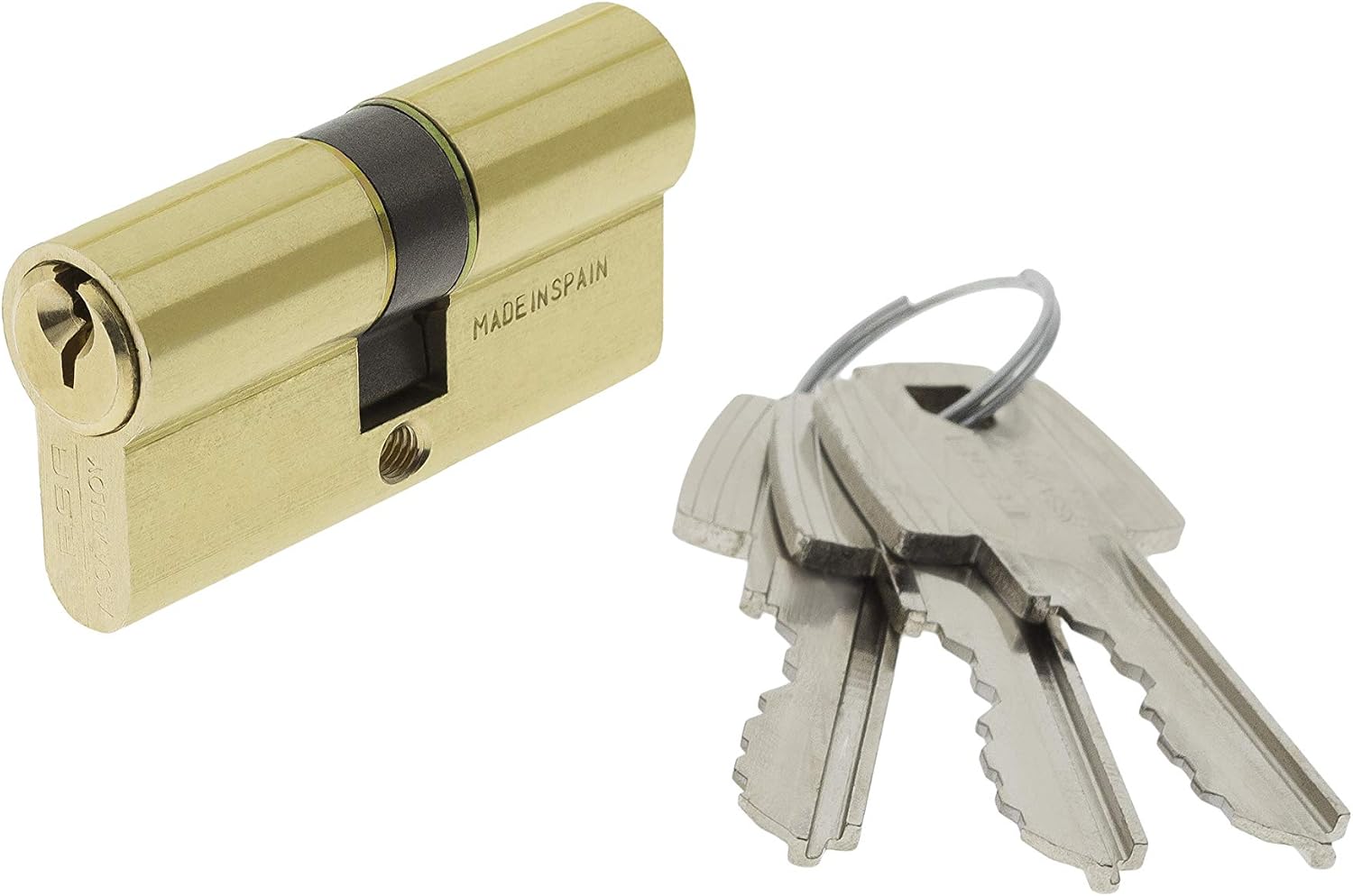 Tesa Assa Abloy, 52003540L, Standard Cylinder, TE5, Short Cam, Key - Wrench, Brass, 35 x 40 mm