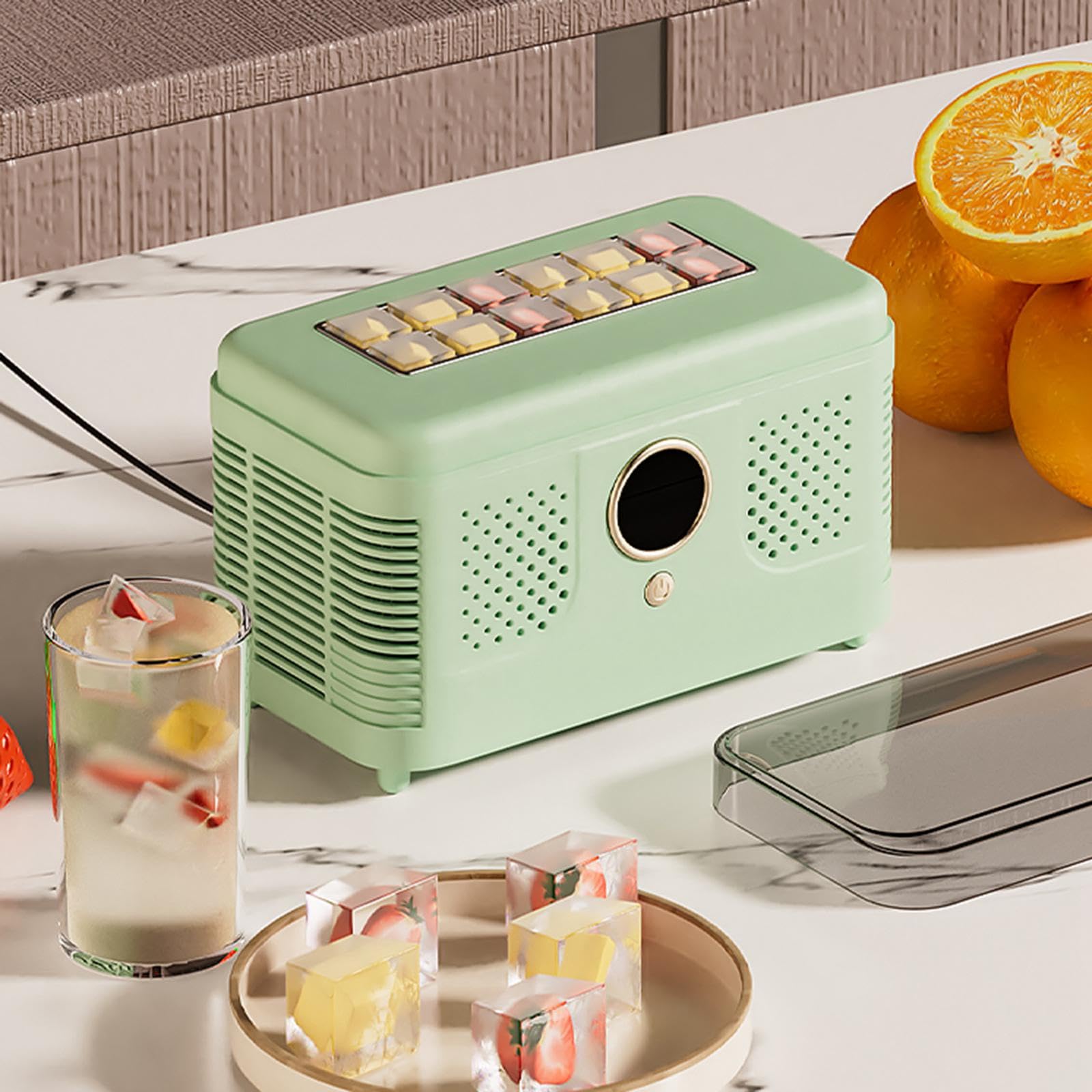 rockible Mini Eiswürfelbereiter Elektrisch, Kleiner Eiswürfelmaschine, Eiswürfelbereiter Ice Maker, 15-20 Min Schnell Eiswürfel, Ice Maker Machine Tgarbar für Zuhause Küche Camping Party Reisen, GrÜn