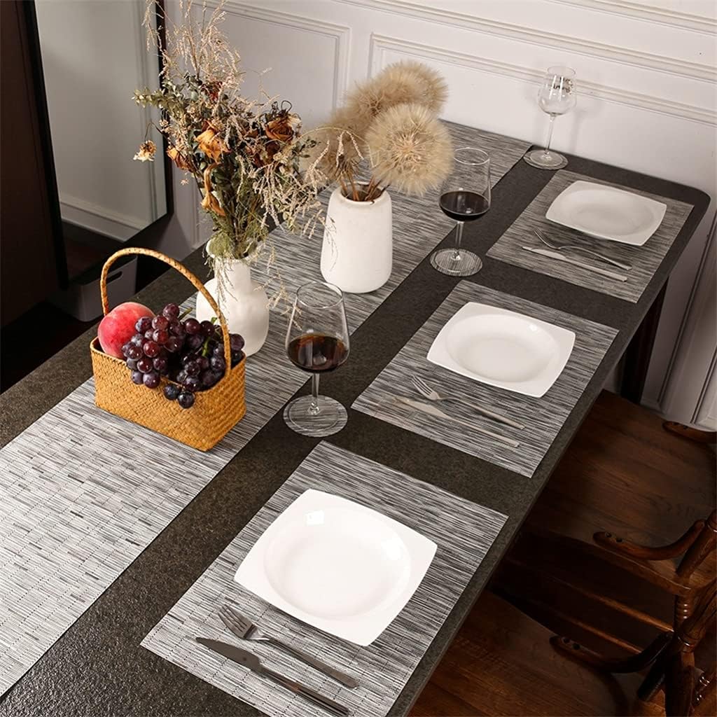 12Pcs PVC Table Runner Dining Table Mat Waterproof Non-Slip Pad Placemat Home Decor(White-Dinosaur Doodle4)