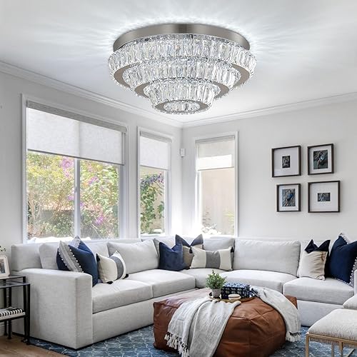 Miniatura 3 de Cainjiazh Candelabros de techo modernos de cristal para dormitorios sala de estar (luz cálida)