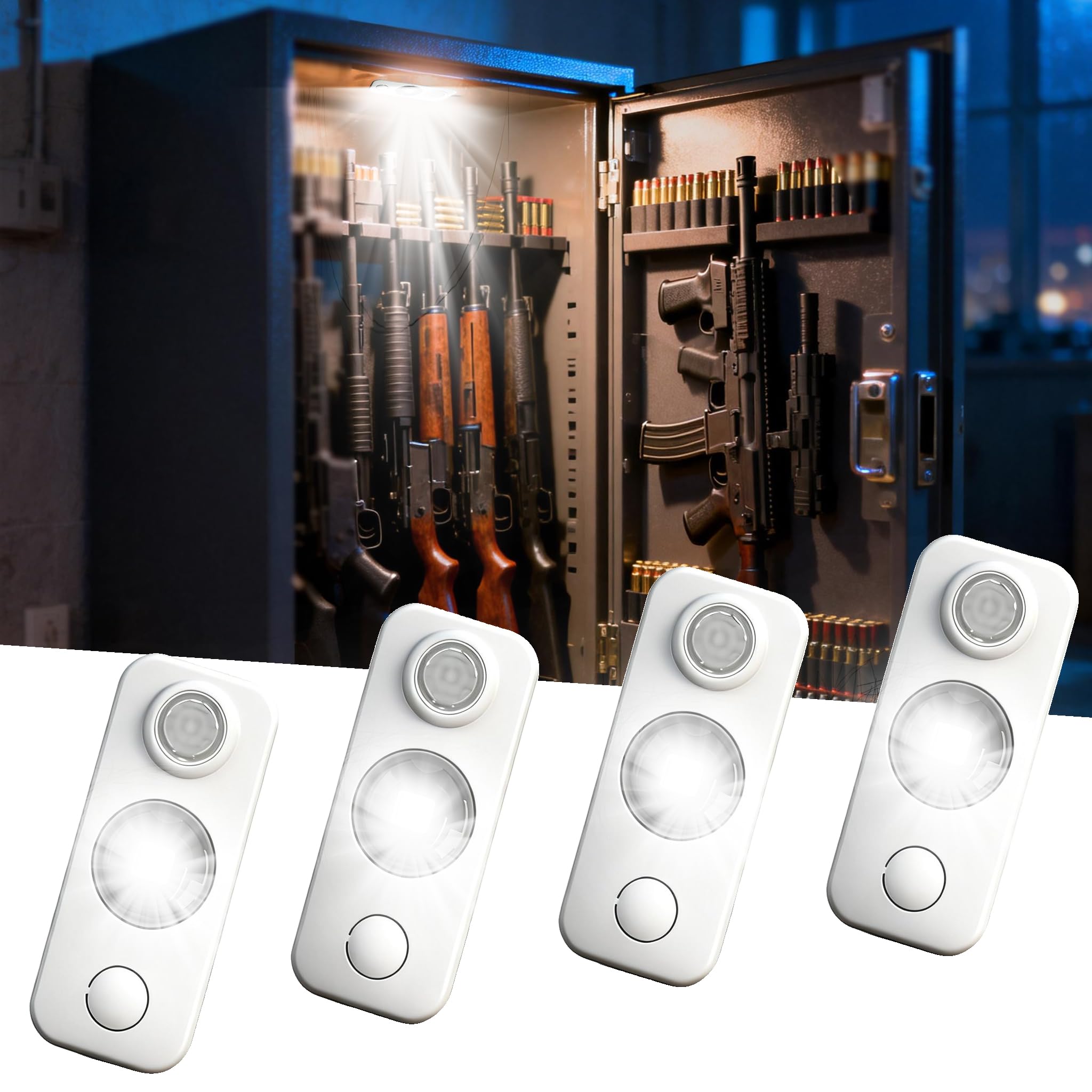 Gun Safe Lights,1000LM Motion Activated LED Light for Gun Safe Gun Cabinet, Stepless Dimmable 2 Mode Ultra Bright LED Lens for Directional Lighting Battery Powered