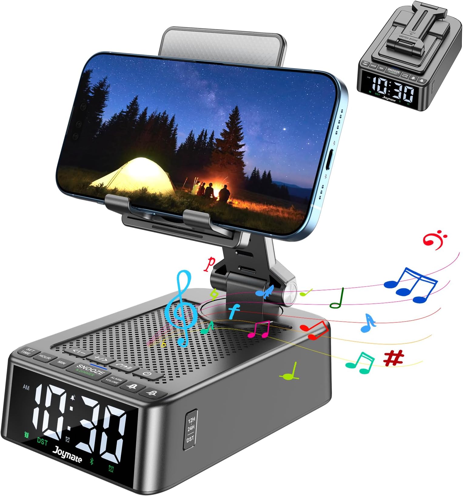Gifts for Men Women, Phone Stand with Bluetooth Speaker 360° Rotable Angel Adjustable Cell Phone Holder for Desk with HD Subwoofer Sound Fits All Phones,Tablets
