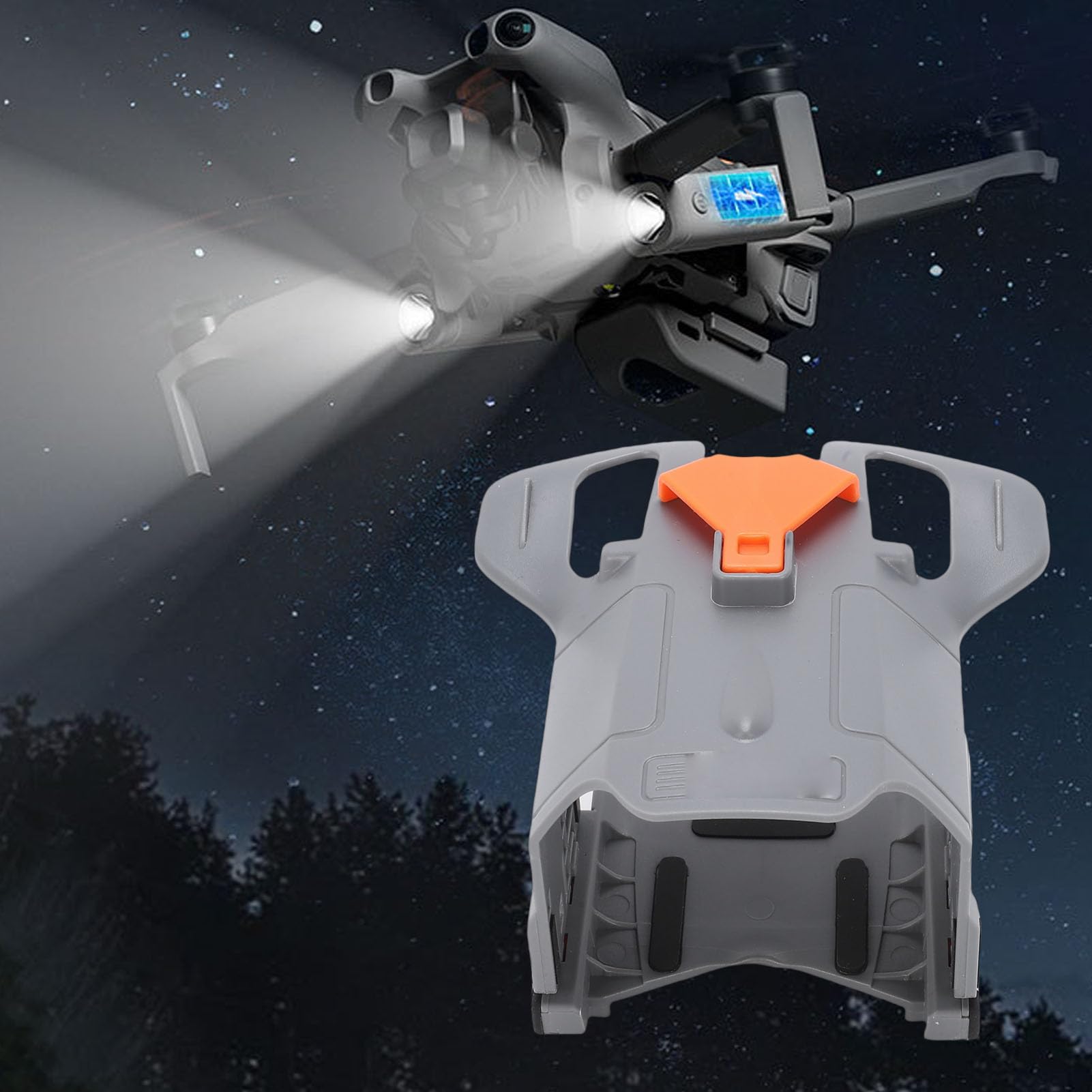 LICAEVEY Mini Foco para Dron 5 Pro, Doble Foco Giratorio de 360° con 3 Modos, Recargable por USB-C para Vuelos nocturnos.