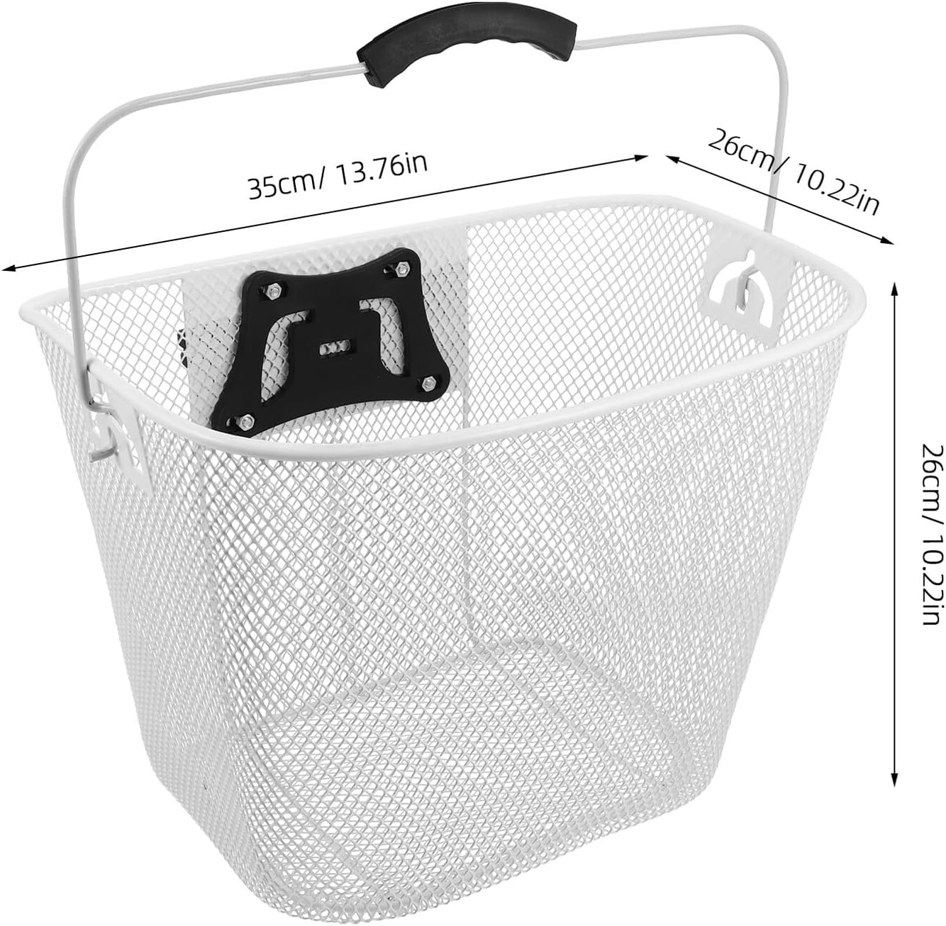 Toyvian Iron Mesh Quick Release Bicycle Basket Adjustable Handlebar Attachment Large Capacity Front Basket for Mountain Bikes and E-Bikes with Portable White Frame