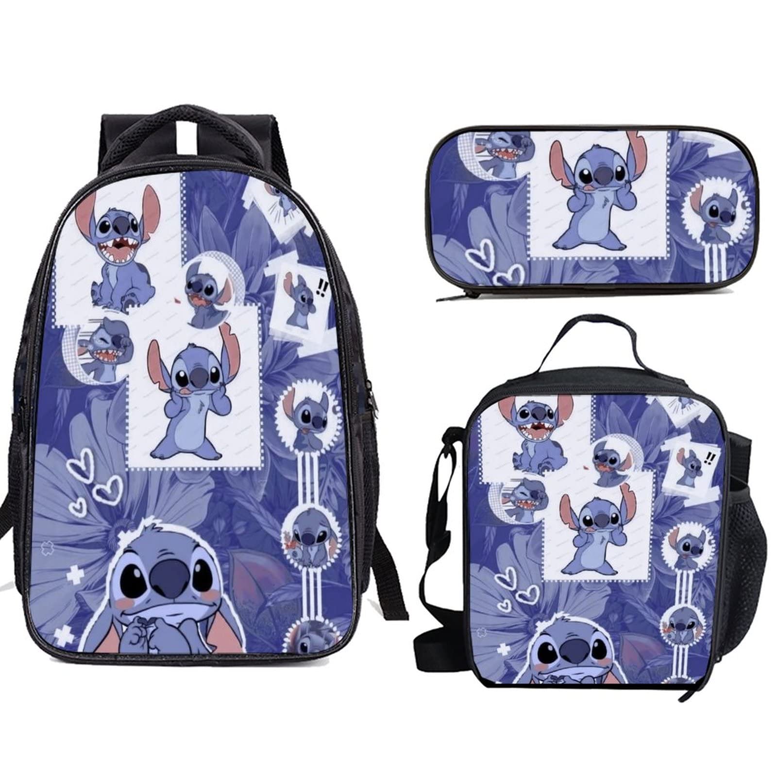 Stit.ch Backpack 3 Piece Set School Bag Bookbag with Lunch Box And Pencil Case Set for Boys Girls One size