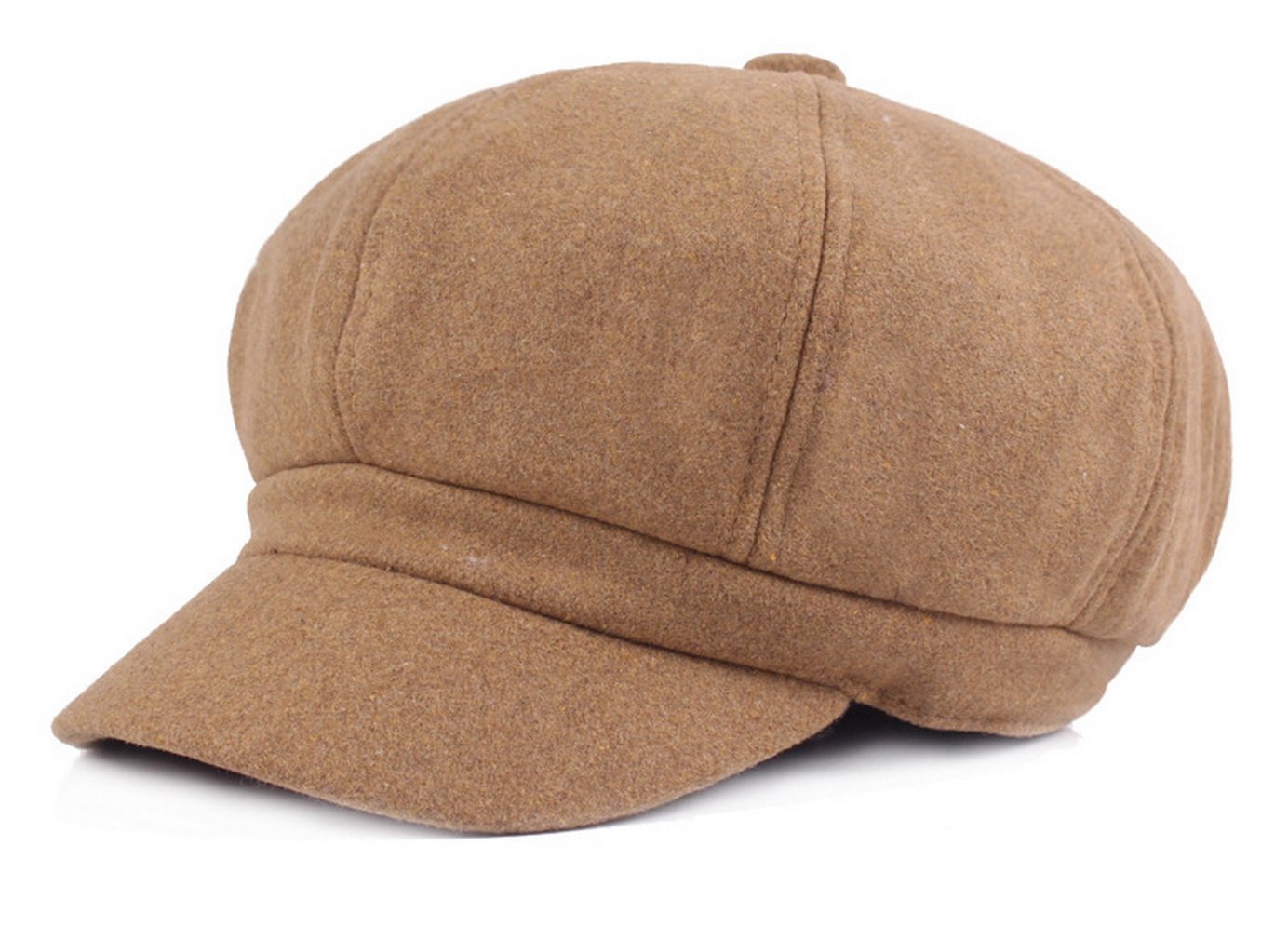 Brcus Women's Camel Vintage Newsboy Cabbie Peaked Beret Cap Warm Baker Boy Visor Hat Flat Cap, One Size