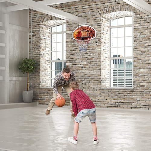 Miniatura 8 de Giantex Aro de baloncesto para puerta, tablero de baloncesto colgante de 29 x 20 pulgadas con red, aro de baloncesto para interiores y exteriores,