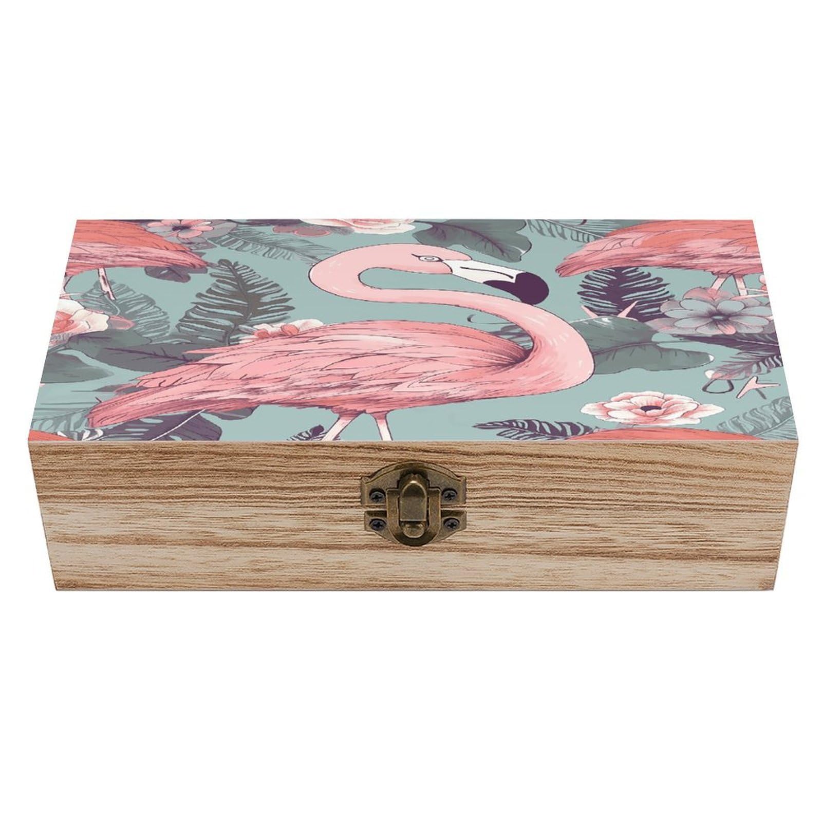Boîte de rangement en bois rétro Flamingo2 pour ne plus perdre vos bijoux précieux