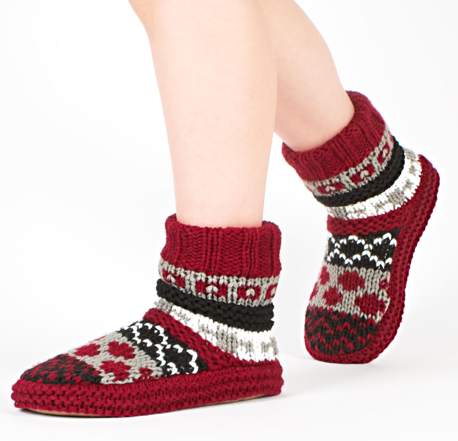 The Metluks Slipper Socks for Women Warm Fuzzy Knit Nordic Indoor Bootie with Non Slip Grips