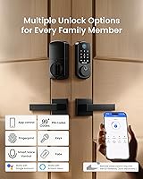 Vista 3 de DESLOC B200 Cerradura Inteligente de Huella Dactilar con 2 Manijas de Palanca, Juego de Cerradura de Puerta Delantera de Entrada sin Llave, Teclado