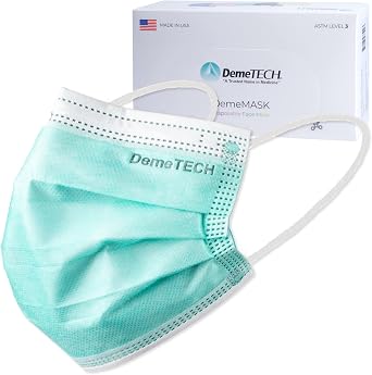 DEMETECH ASTM Level 3 Protective 3-Layer Face Mask, Ear-Loop Style, Small Face Mask, 50 Pieces
