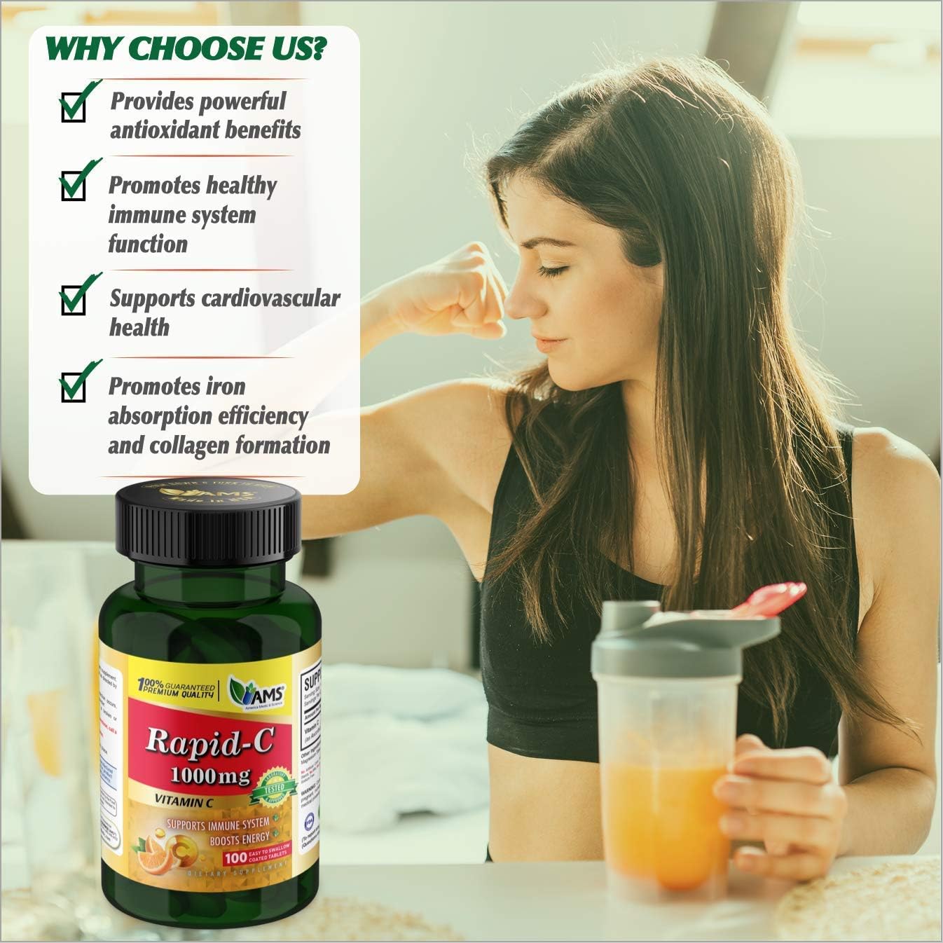 America Medic Science Rapid-C 1000 mg Suplemento – Vitamina C para ...