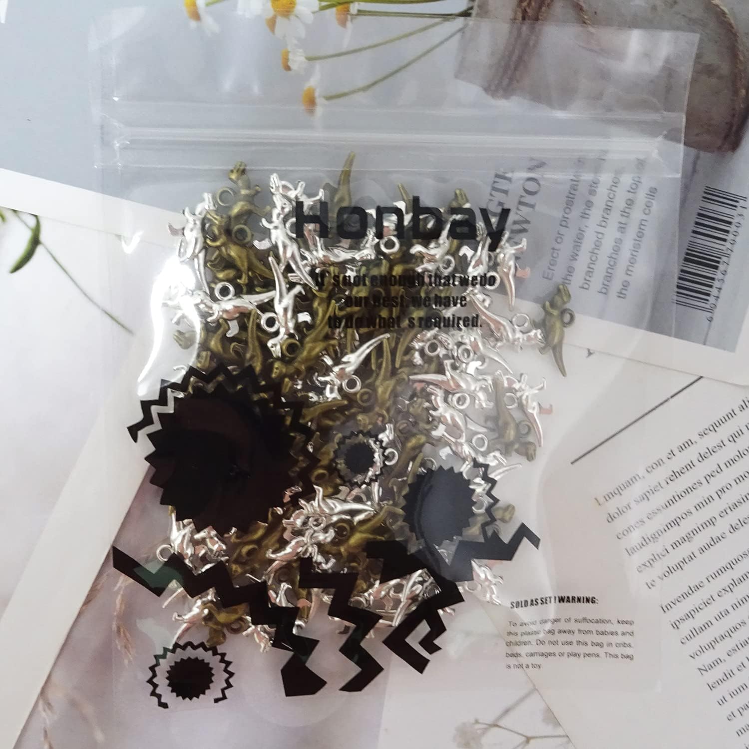 Honbay 100PCS Metal Dinosaur Charms Pendant Antique Silver Bronze Plated Dinosaur T-rex Jewelry Findings for DIY Necklace Earring Bracelet Keychain Craft Making (2 Color) - Image 7