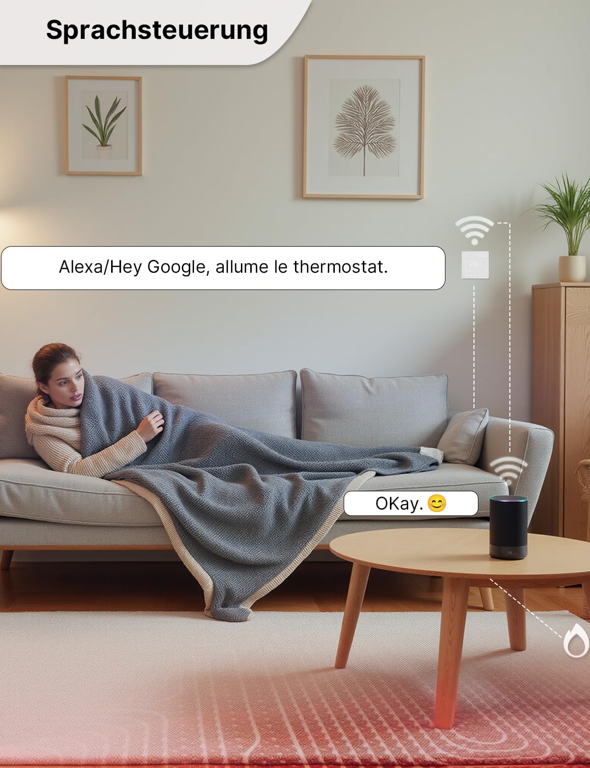 MOES Smart Thermostat Fussbodenheizung Elektrisch, Raumthermostat Fußbodenheizung WLAN Programmierbare Kompatibel mit Alexa/Google Home,Smart Life/Tuya App